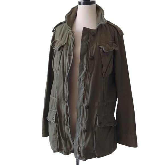 Free People Utility Jacket Womens Small Military Style Army Green Cargo Pockets - Picture 2 of 11